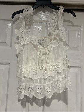 And Other Stories White Eyelet Ruffle Tie-Front Camisole
